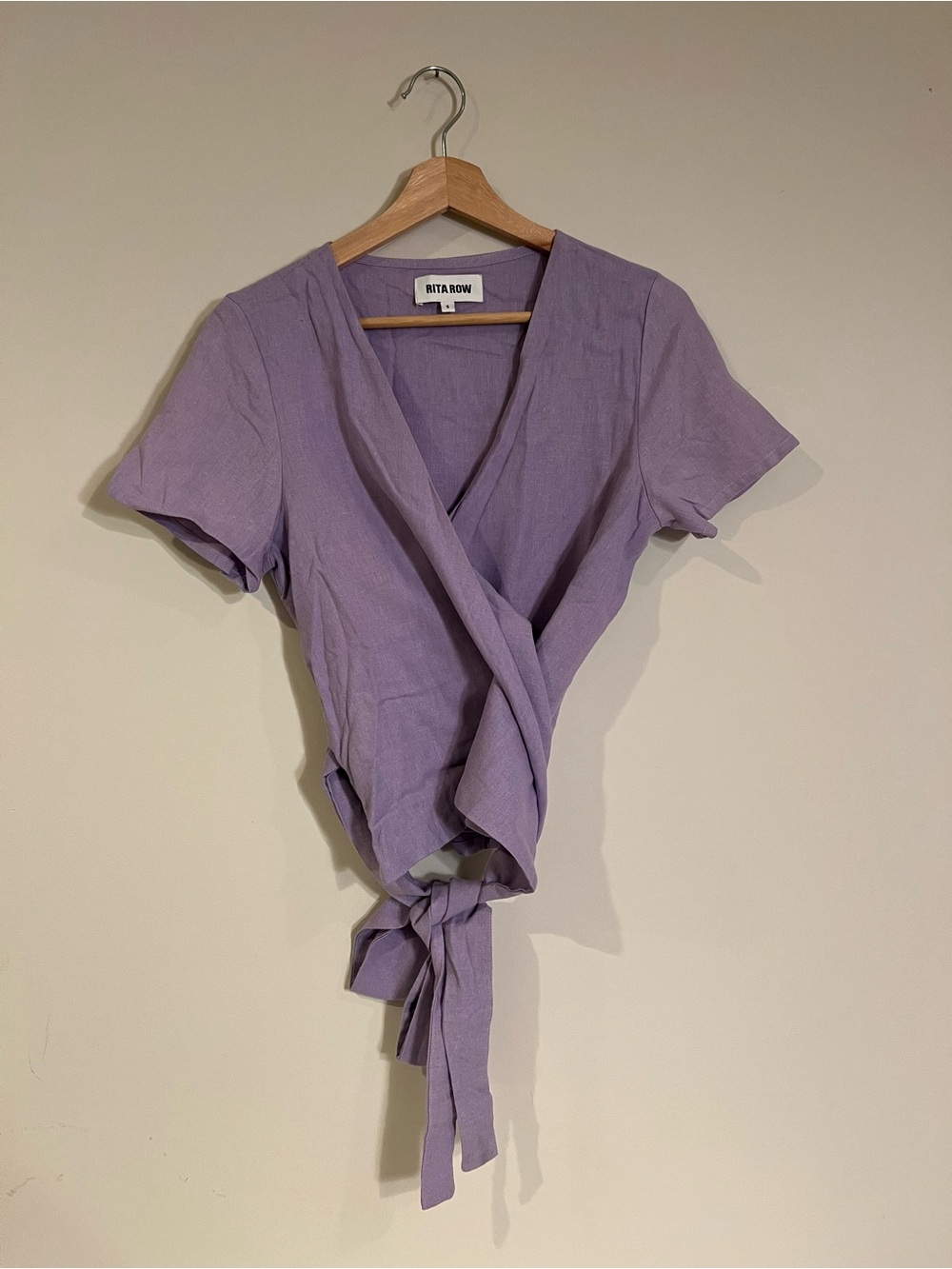 Lavender Wrap Tie-Front Top Linen